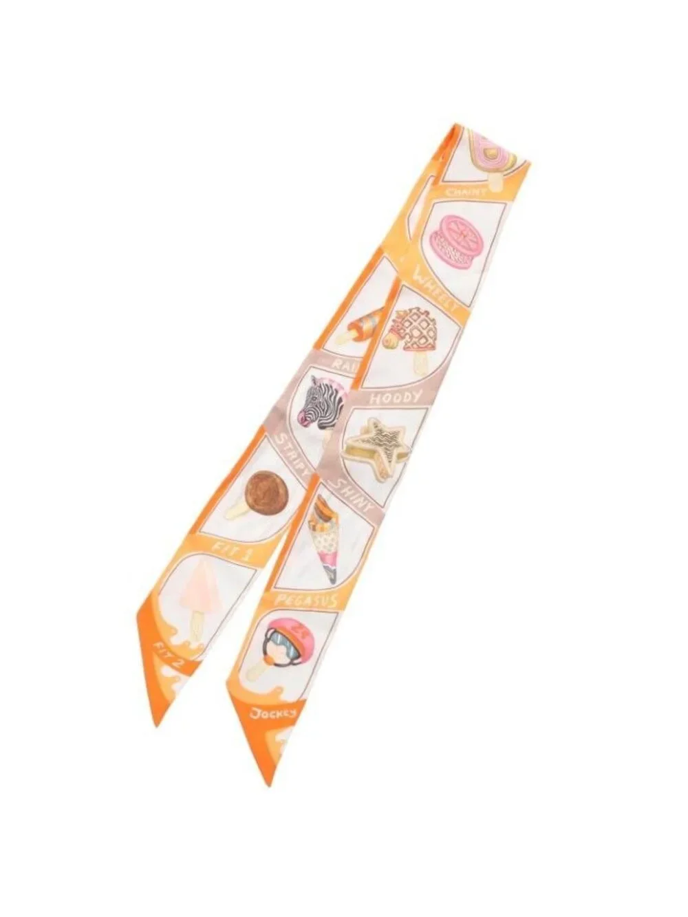 Hermes Funny Ice Cream All Over Pattern Twill Silk Scarf